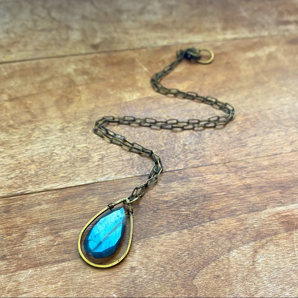 Brass Labradorite Pendant Necklace